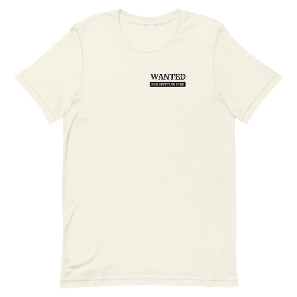Wanted For Spitting Fire t-shirt in Beige, flat front