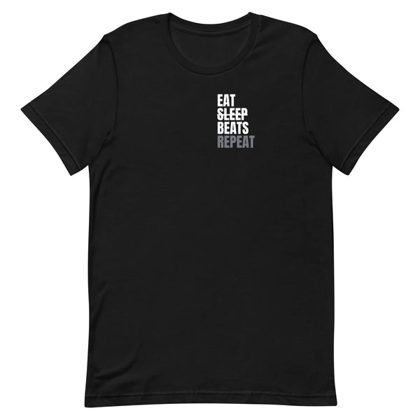 Eat Sleep Beats Repeat t-shirt in Black, flat front