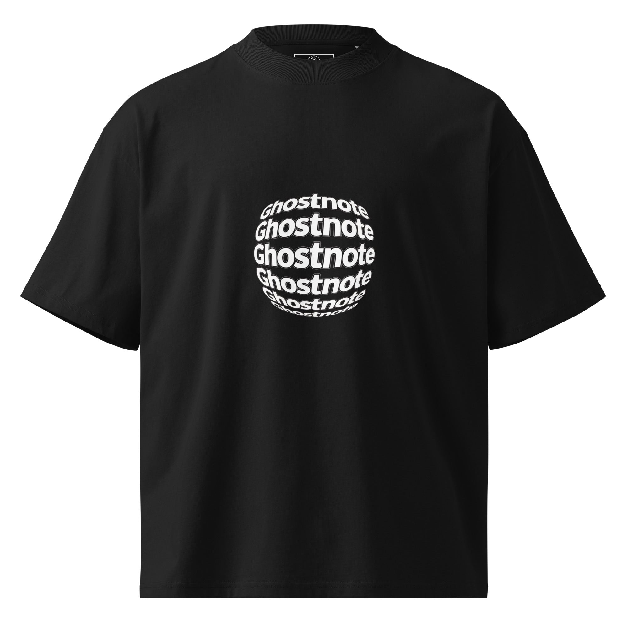 Black t-shirt with 'Ghostnote' logo on a black background