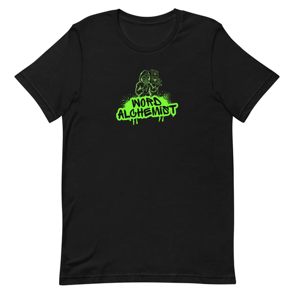 Word Alchemist t-shirt in Black, flat front