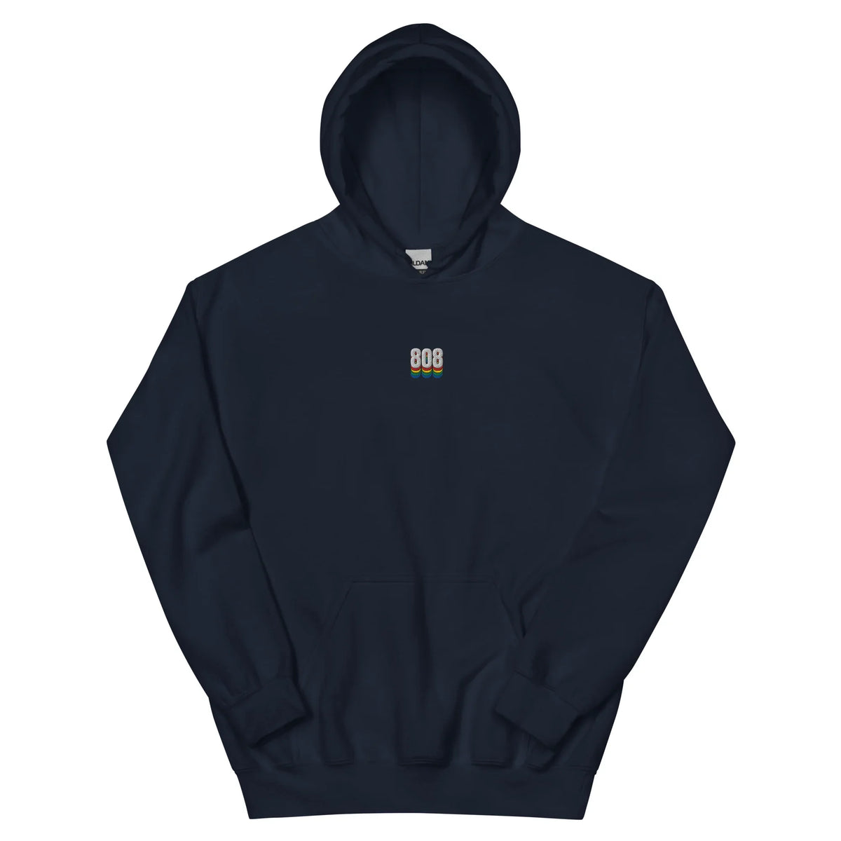 808 embroidered hoodie in Navy, flat front