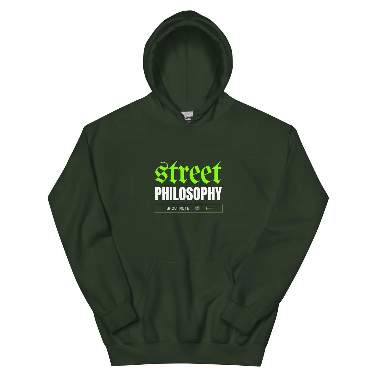 Street Philosophy hoodie in Green, flat front