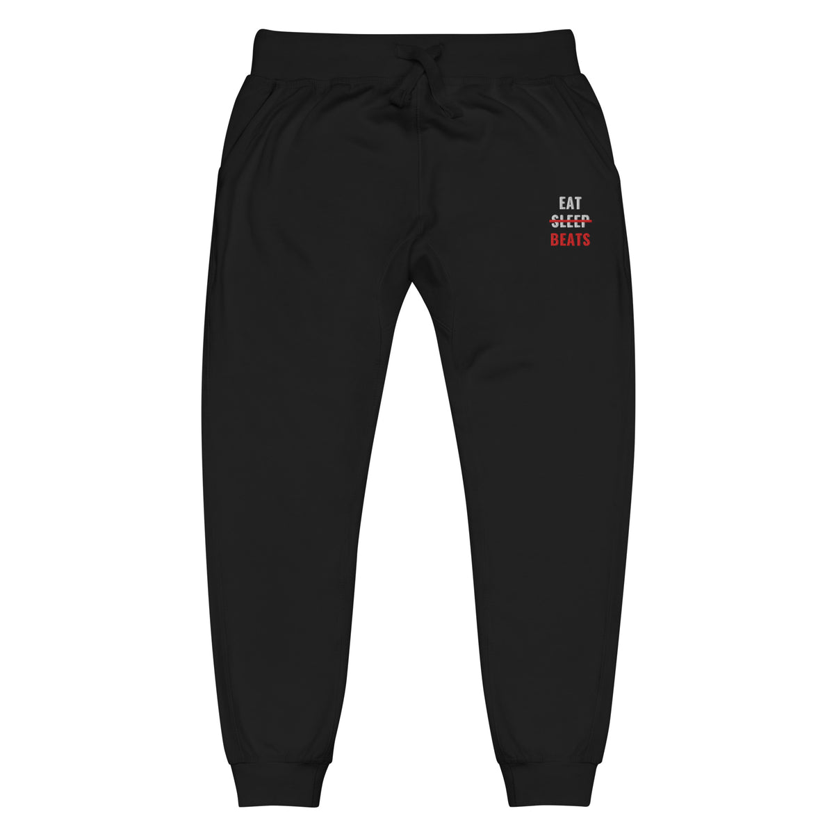 Eat Sleep Beats Embroidered Sweatpants in Black, flat front