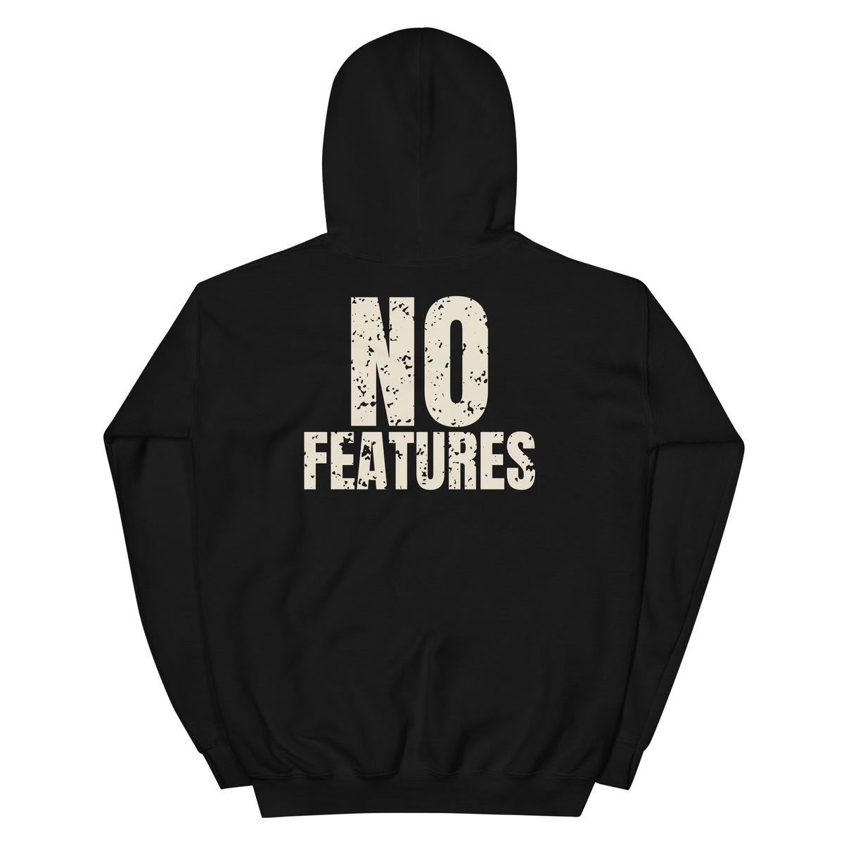 No Features hip hop hoodie in Black, flat back
