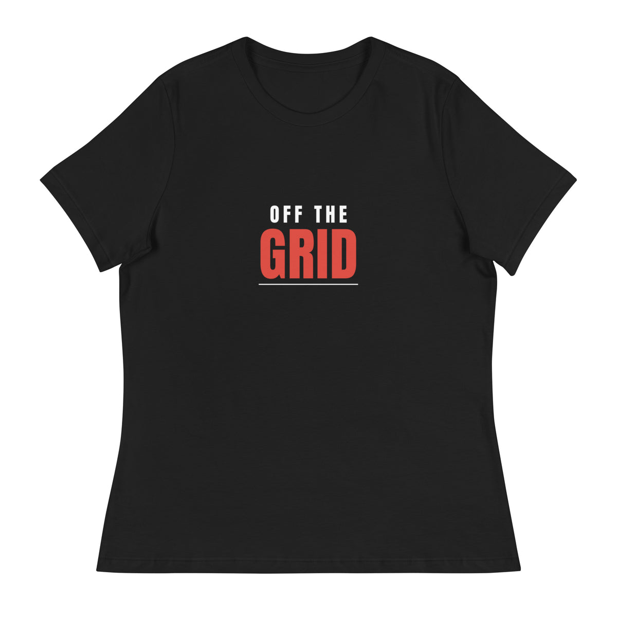 Off The Grid women's hip hop tee in Black, flat front