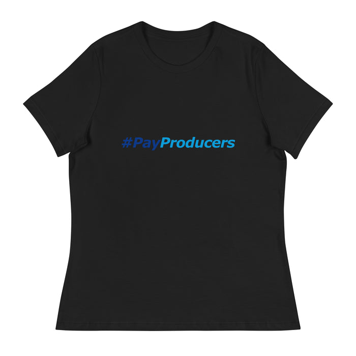 Pay Producer women's hip hop tee in Black, flat front