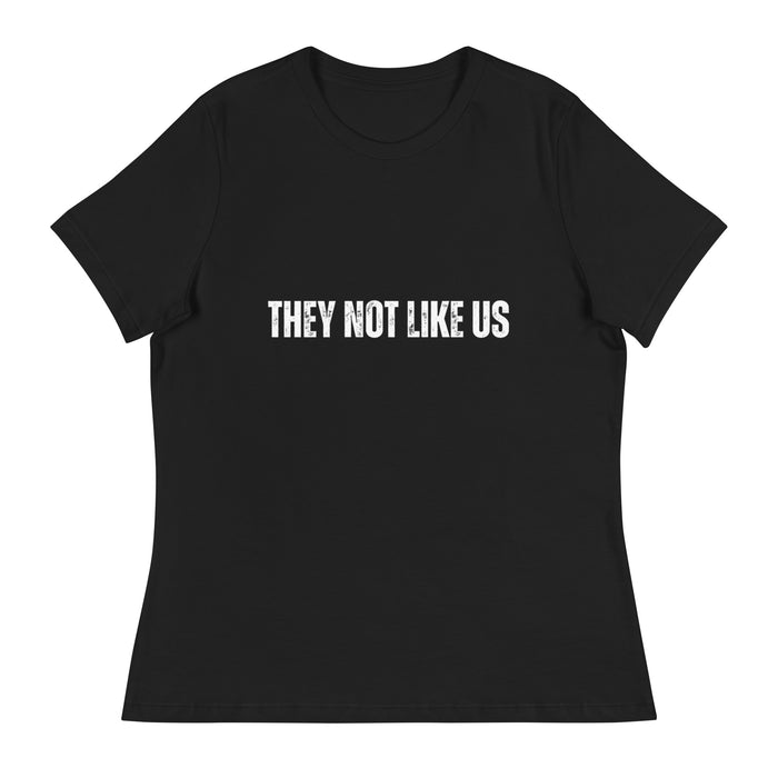 They Not Like Us women's hip hop tee in Black, flat front