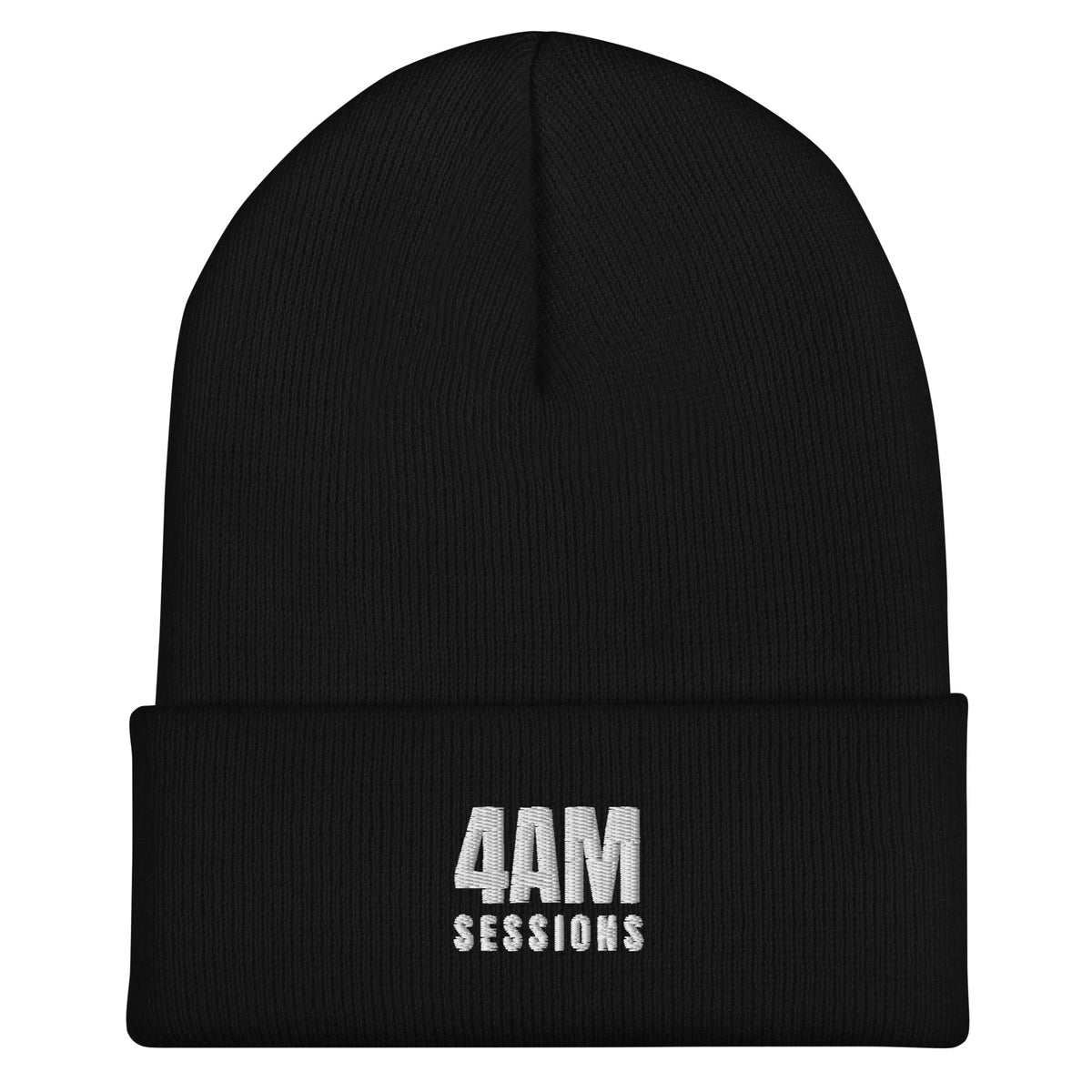 4AM Sessions cuffed beanie in Black, flat front