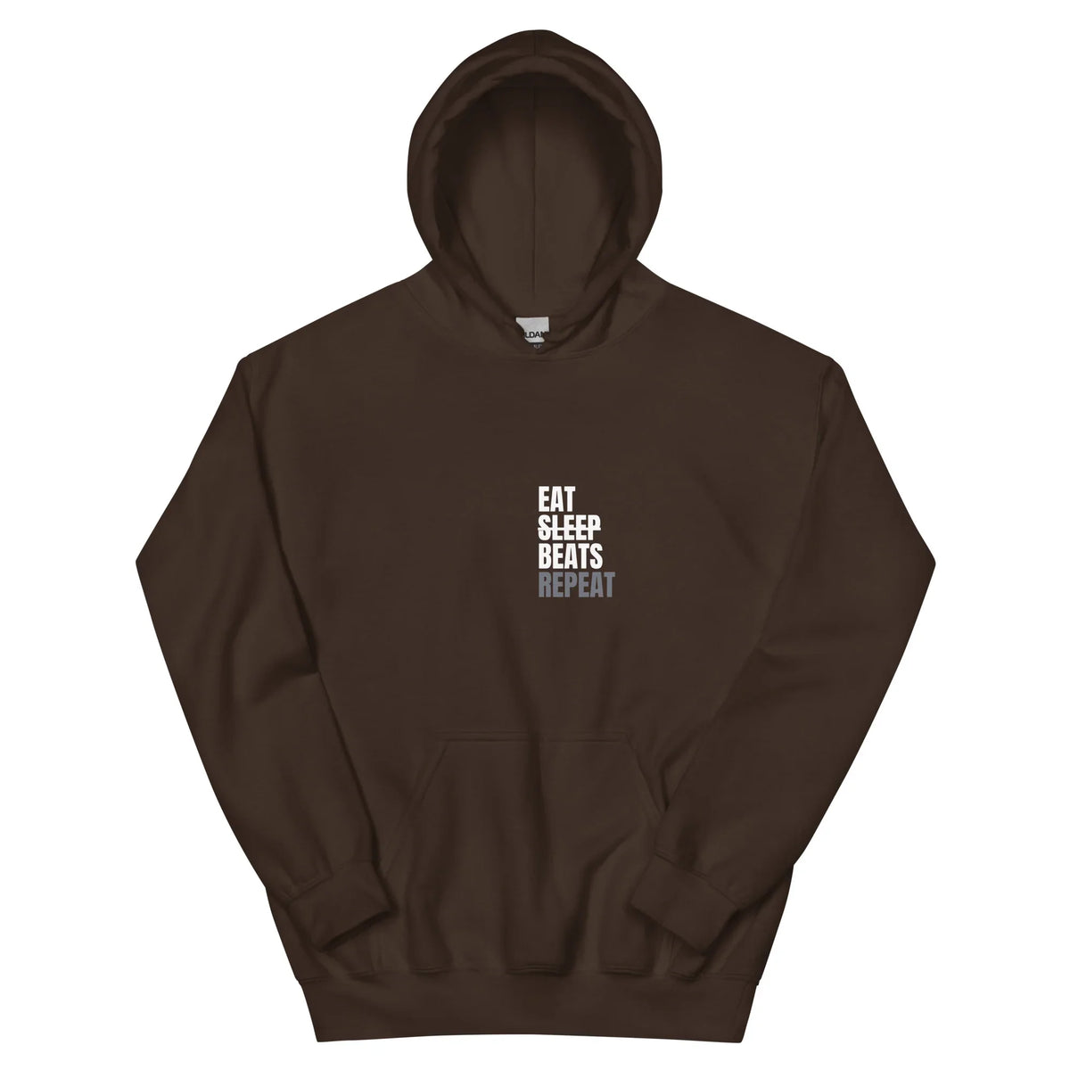 Eat Sleep Beats Repeat hoodie in Brown, flat front