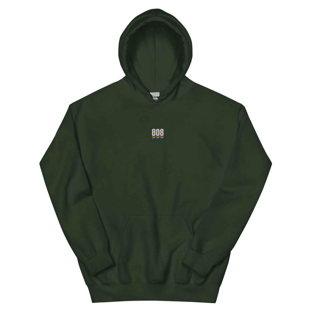 808 embroidered hoodie in Green, flat front