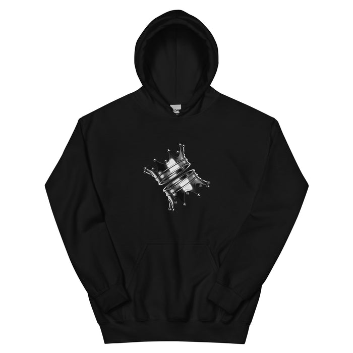 Black hoodie with a white crown graphic on the chest — Ghostnote hip-hop streetwear