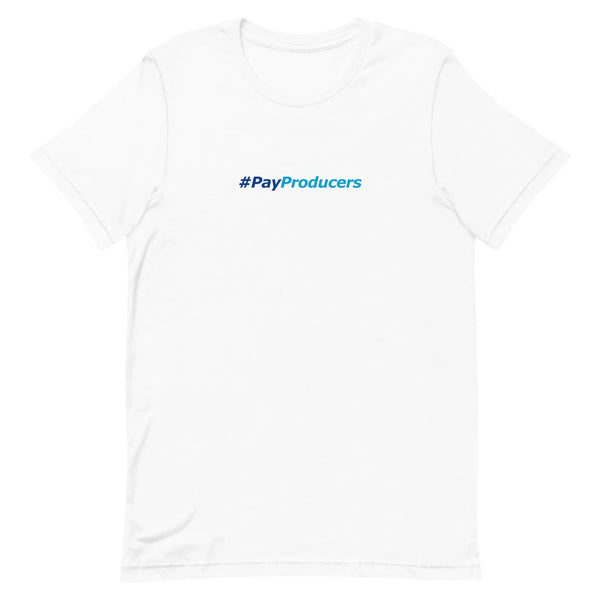 #PayProducers t-shirt in White, flat front