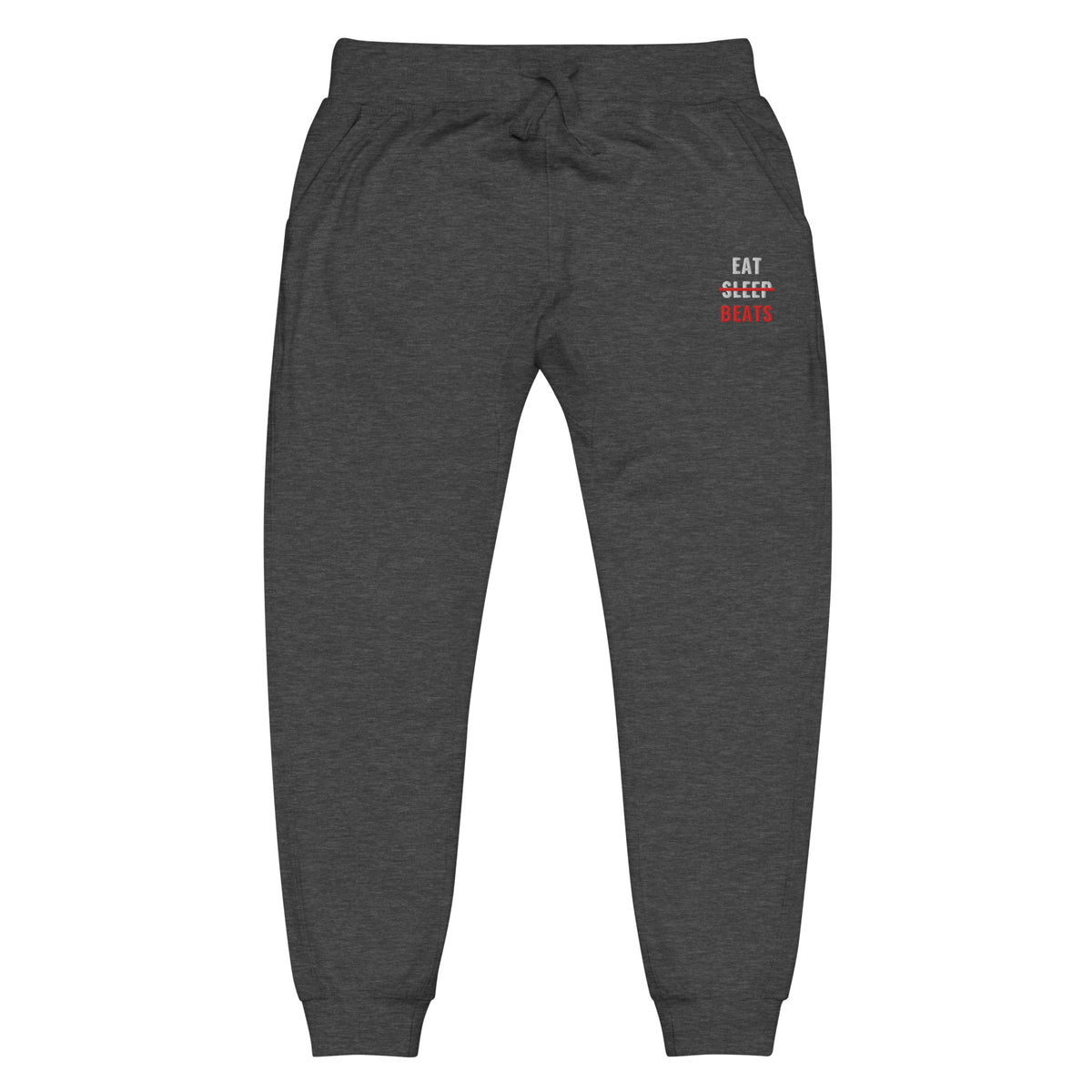 Eat Sleep Beats Embroidered Sweatpants in Charcoal Heather, flat front