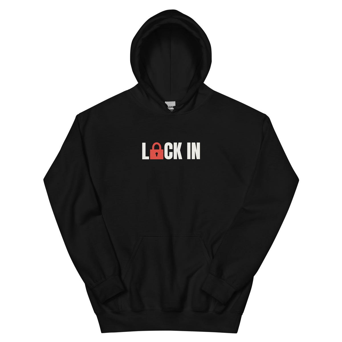Lock In Hoodie in Black, flat front