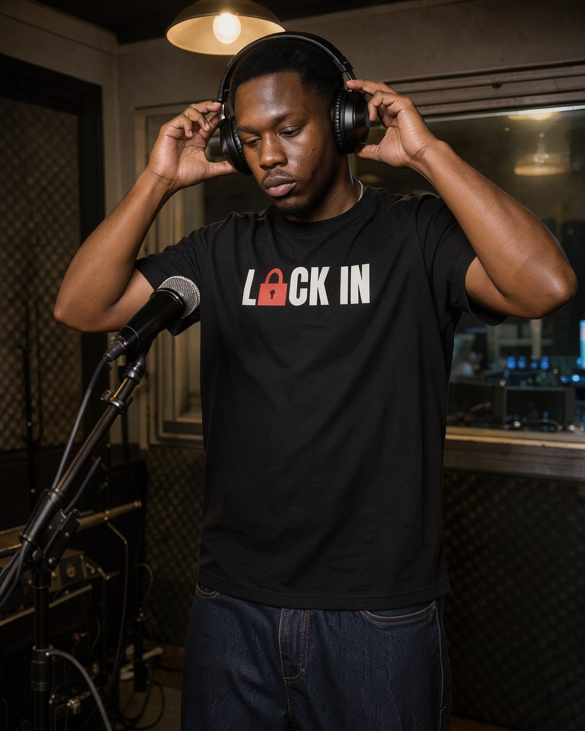 Model wearing the Lock In Tee in Black