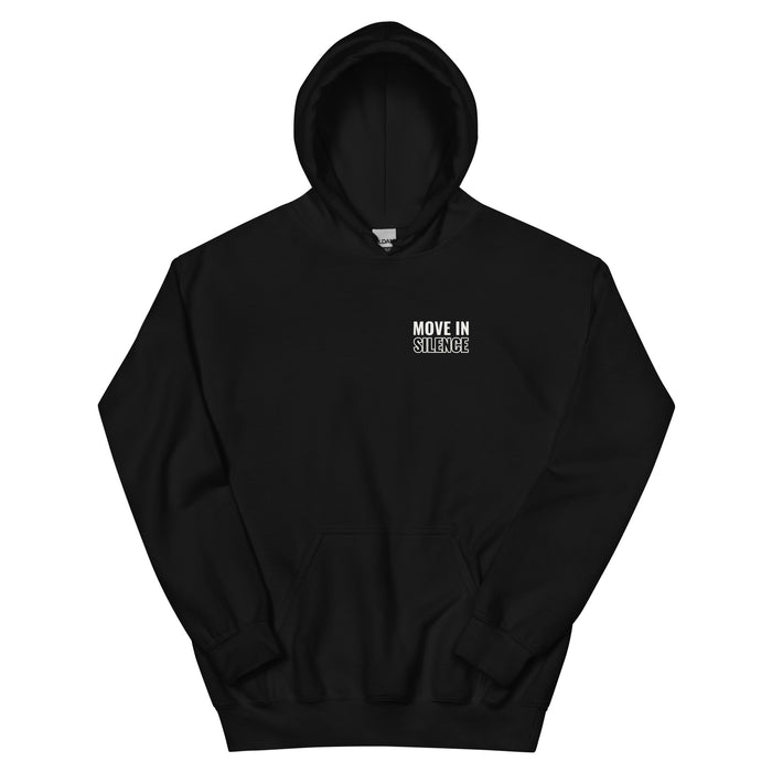Move In Silence Hoodie in Black, flat front