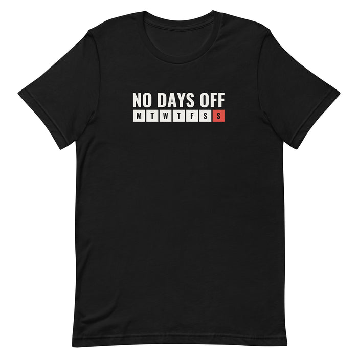 No Days Off Tee in Black, flat front
