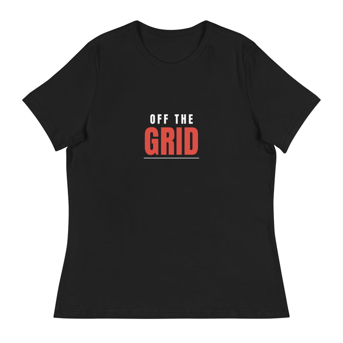 Off The Grid women's hip hop tee in Black, flat front
