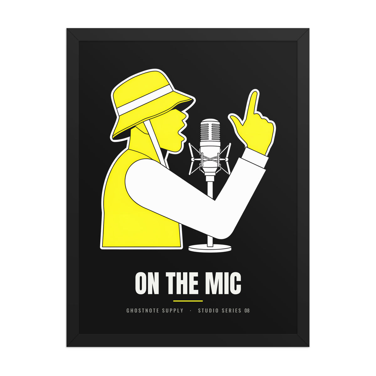 On The Mic Studio Poster, 18×24 in black frame