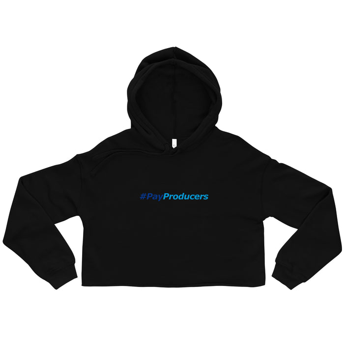 Pay Producer women's cropped hip hop hoodie in Black, flat front