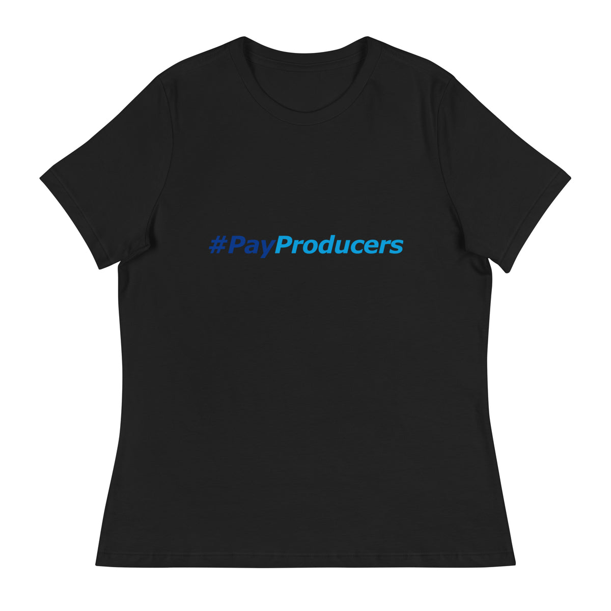 Pay Producer women's hip hop tee in Black, flat front