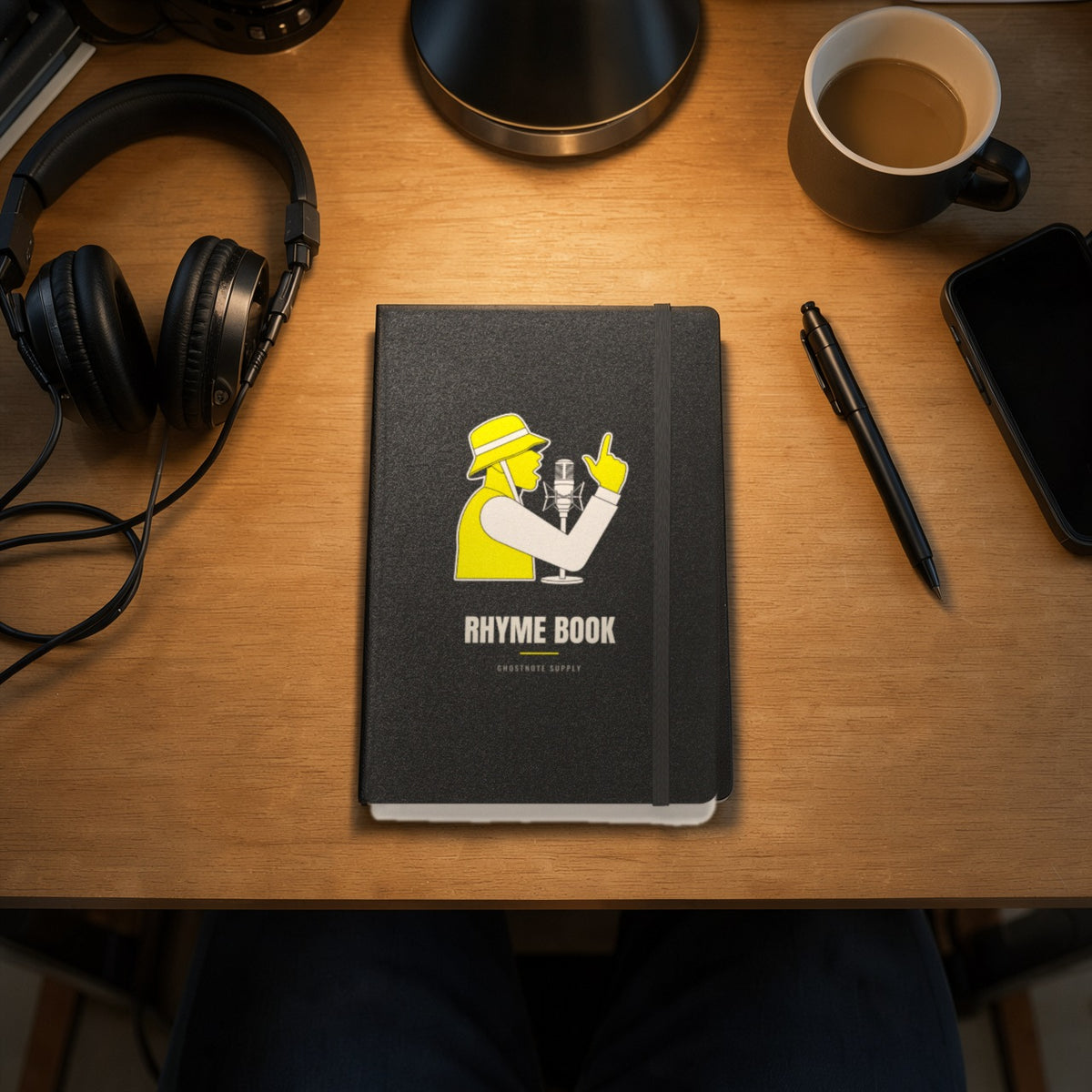 Rhyme Book Lyric Notebook on a home studio desk