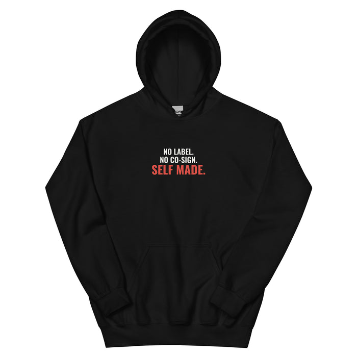 Self Made Hoodie in Black, flat front