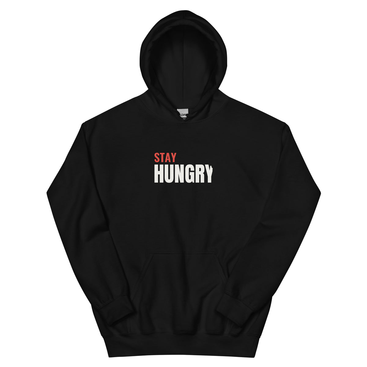 Stay Hungry Hoodie in Black, flat front